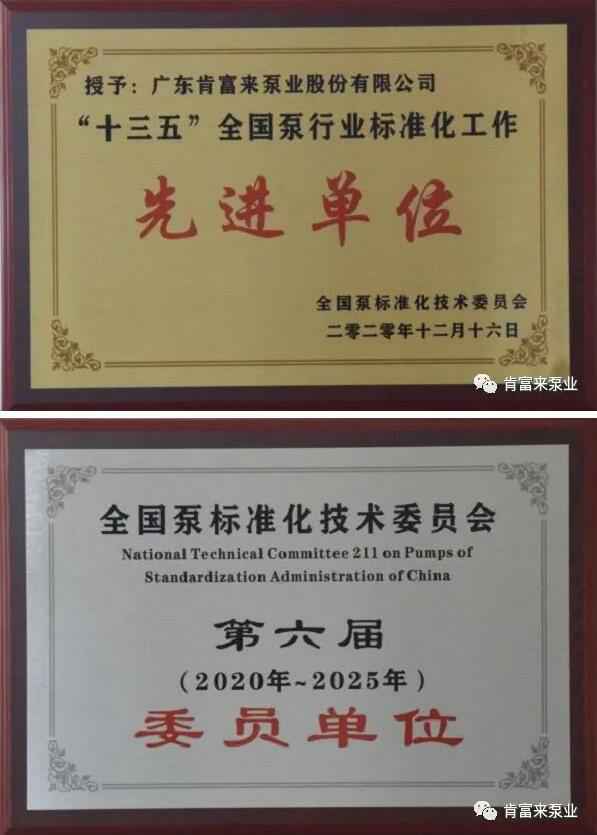 合肥俊霖社区服务平台有限公司荣获“十三五”全国泵行业标准化工作先进单位称号